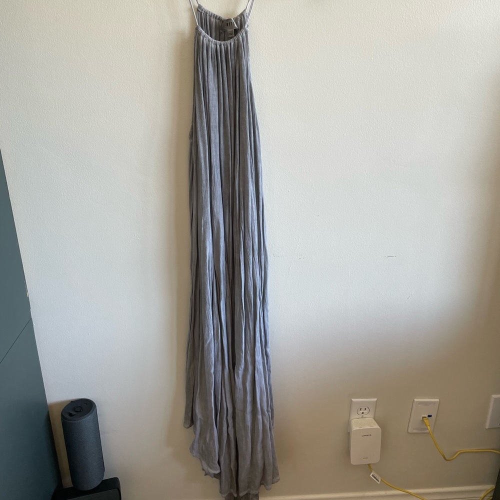 Flowy, asymmetrical gray maxi dress in M